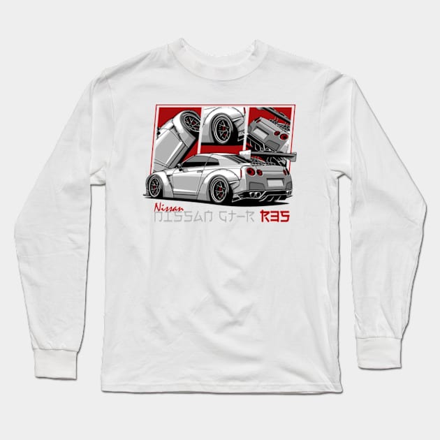 Nissan GTR R35, GT-R, JDM Car Long Sleeve T-Shirt by T-JD